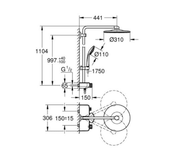 Grohe SmartControl System 310 Duo Duvara Monte Termostatlı Duş Sistemi - 26507EN0