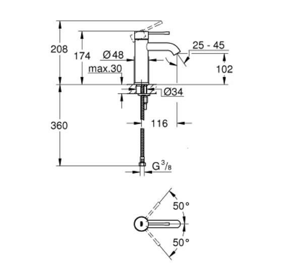 Grohe Essence Tek Kumandalı Lavabo Bataryası S-Boyut - 24172DC1