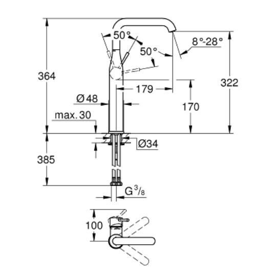 Grohe Essence Tek Kumandalı Lavabo Bataryası XL-Boyut - 24170DL1