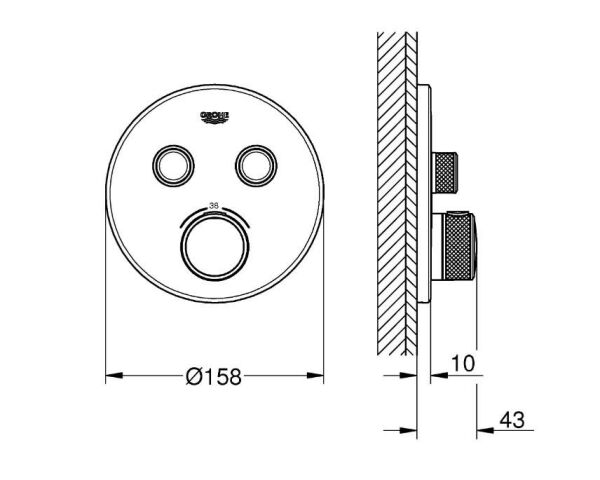 GROHTHERM SMARTCONTROL ÇİFT VALFLİ AKIŞ KONTROLLÜ, ANKASTRE TERMOSTATİK DUŞ BATARYASI - 29119DL0