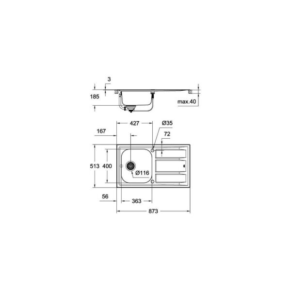 Grohe K400 Tek Hazneli Damlalıklı Paslanmaz Çelik Eviye - 31568SD0