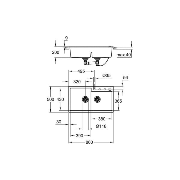 Grohe K500 Kompozit Eviye 31649AT0