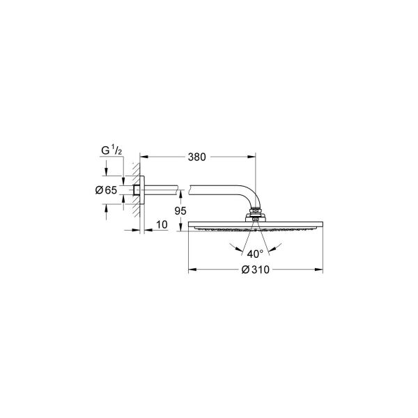 Grohe Rainshower Cosmopolitan Tepe Duşu ve Dirseği 38cm - 26066GL0