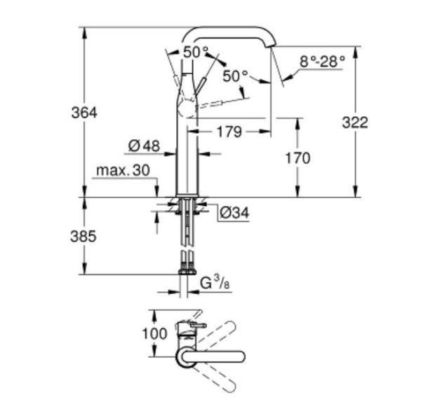 Grohe Essence Tek Kumandalı Lavabo Bataryası 1/2'' XL-Boyut - 24170AL1