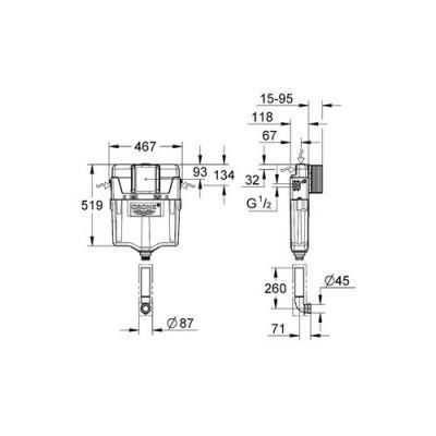 Grohe GD2 Gömme Rezervuar Helataşı İçin 12 cm - 38661000