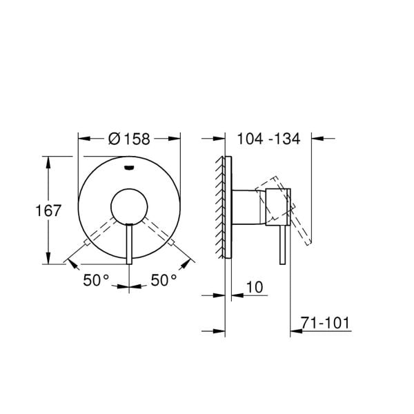 Grohe Ankastre Duş Bataryası 1 Çıkışlı Atrio Krom