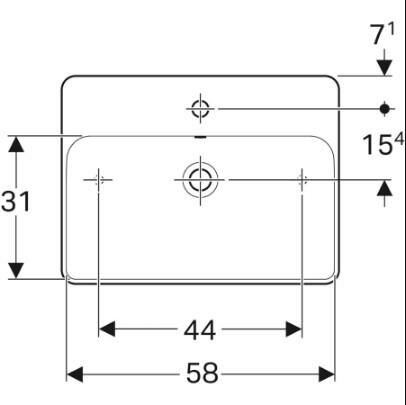 Geberit VariForm Çanak Lavabo, Dikdörtgen ve Batarya Banklı, Taşma Delikli, 60x45 cm - 500.780.01.2