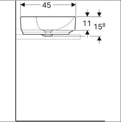 Geberit VariForm Çanak Lavabo, Dikdörtgen ve Batarya Banklı, Taşma Delikli, 60x45 cm - 500.780.01.2