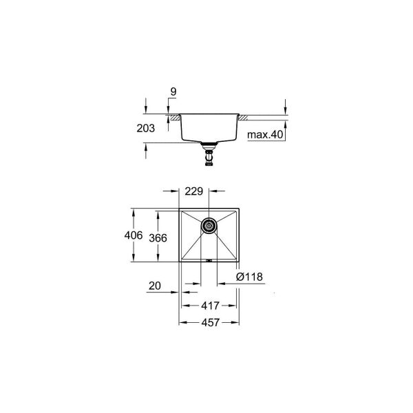 Grohe K700U Kuvars Kompozit Eviye 50 -C 45,7/40,6, Granit Gri Rengi - 31653AT0