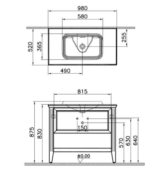 VitrA Volarte 100 cm Mat Gri Çekmeceli Lavabo Alt Dolabı