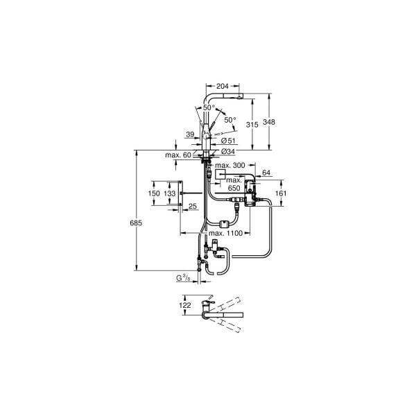 Grohe Essence Foot Control Elektronik Tek Kumandalı Eviye Bataryası - 30311000