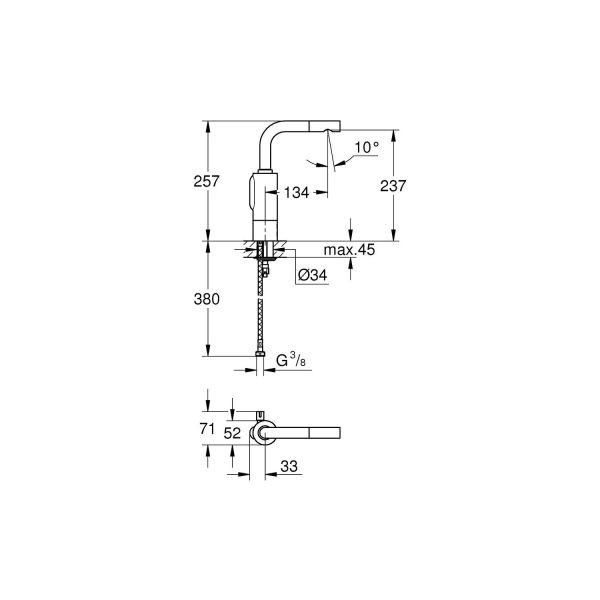 Grohe Essence E Pilli Çift Su Girişli Fotoselli Lavabo Bataryası 36092000