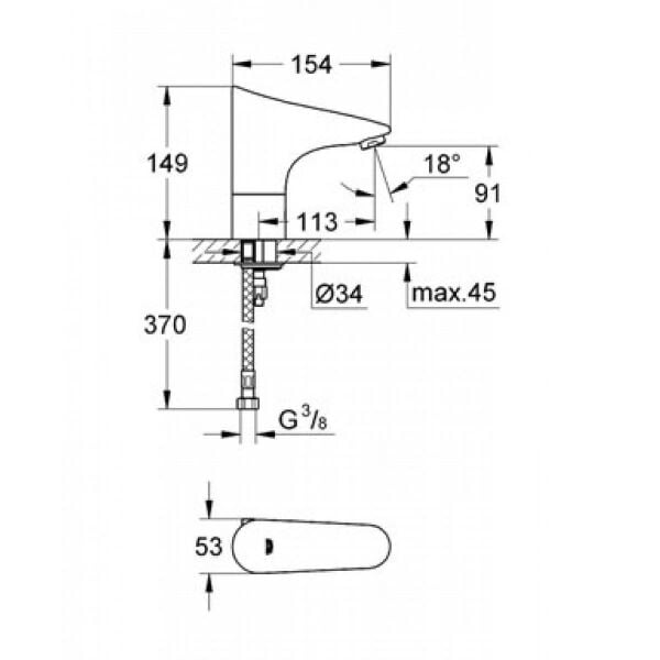 Grohe Europlus E Fotoselli Lavabo Bataryası Pilli 36232001