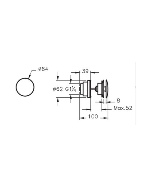 VitrA Origin A4514834 Yuvarlak Lavabo Süzgeci, Universal, Sabit, Fırçalı Nikel