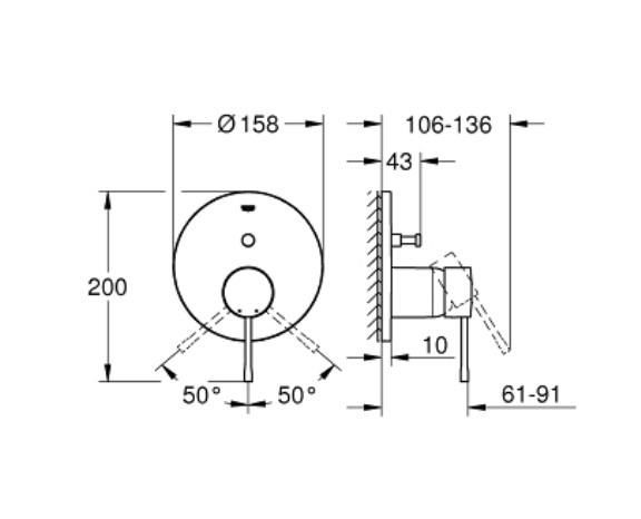 Grohe Essence Ankastre Banyo/Duş Bataryası - 24167A01