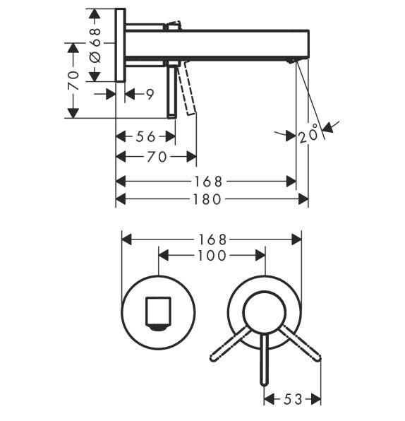 Hansgrohe Fınorıs Tek Kollu Lavabo Bataryası Ankastre Duvara Monte 16.8 Cm Gaga İle Krom - 76051000