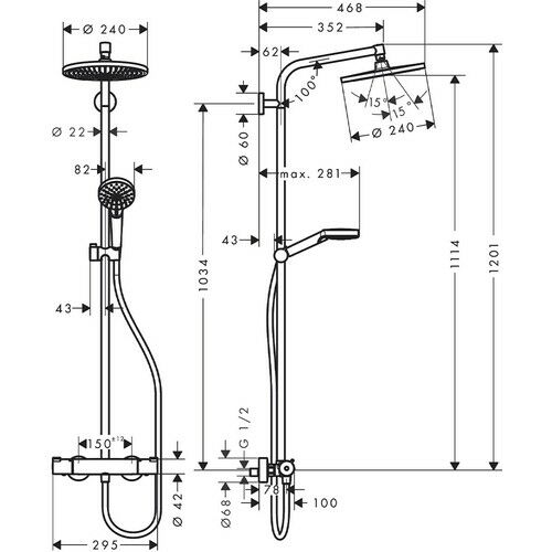 Hansgrohe Crometta S240 1jet Eco Termostatlı Duş Kolunu