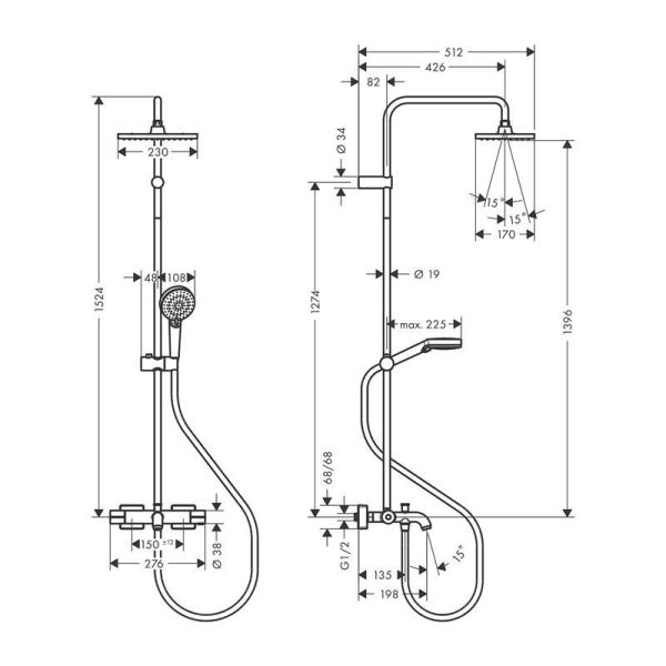 Hansgrohe Vernis Shape Duş Kolonu 230 1Jet Banyo Termostatı İle - 26284000