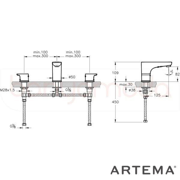 Artema X-Line Lavabo Bataryası A42504