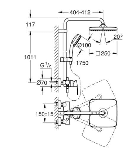 Grohe Tempesta Cosmopolitan System 250 Cube Tek Kollu Batarya ile Duş Sistemi - 26692000