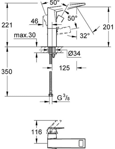 Grohe Allure Brilliant Tek Kumandalı Lavabo Bataryası 1/2'' L-Boyut - 23112000