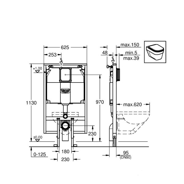 Grohe Rapid SL Gömme Rezervuar Alçıpan Tipi İnce 9,5 cm - 38994000