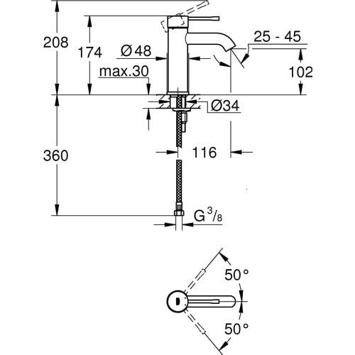 Grohe Essence Tek Kumandalı Lavabo Bataryası s-Boyut 23590GL1