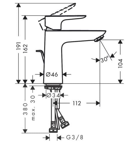 Hansgrohe Talis E Tek Kollu Lavabo Bataryası 110 Kumandalı - 71710340