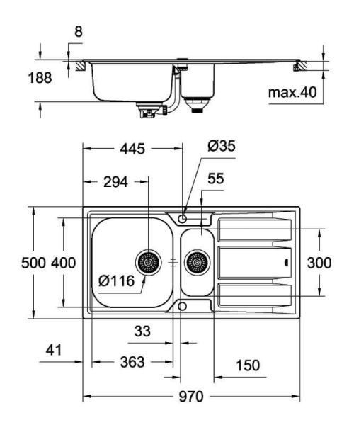 K400 Damlalıklı paslanmaz çelik eviye 31567SD0