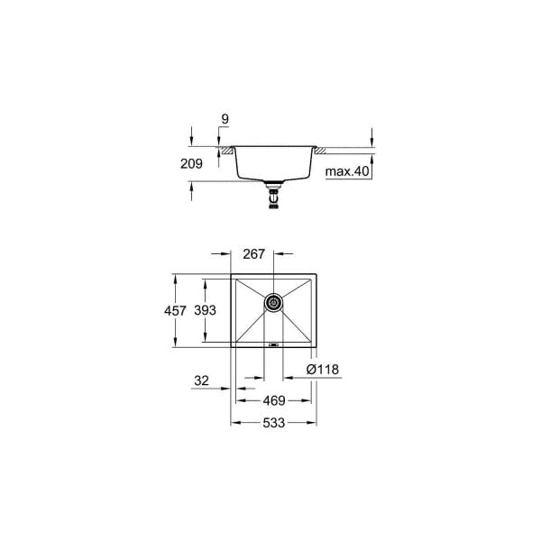 Grohe K700 Tezgahaltı Kompozit Eviye 31654At0