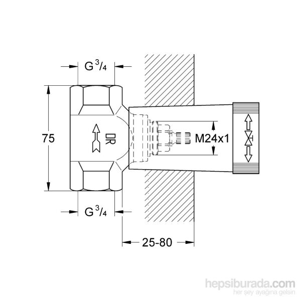 Grohe Ankastre Stop Valf İçin İç Gövde 3 4'' - 29802000