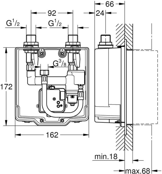 Grohe Euroeco Cosmopolitan E Fotoselli Bataryalar İçin İç Gövde (Çift Su Girişli)