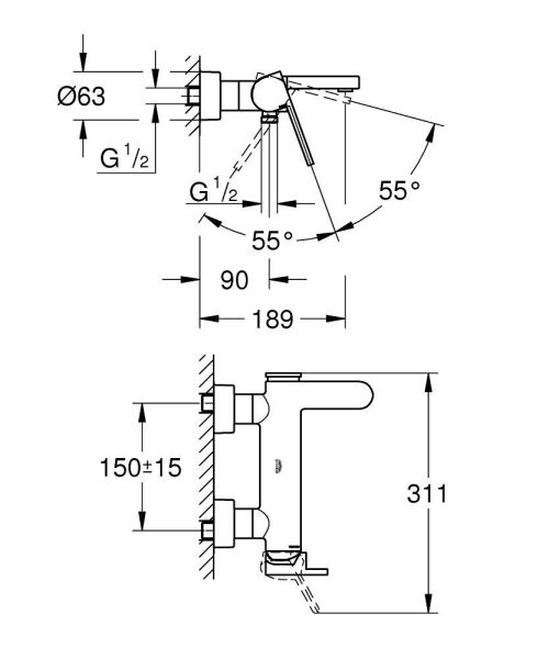 Grohe Plus Tek Kumandalı Banyo Bataryası 33553003