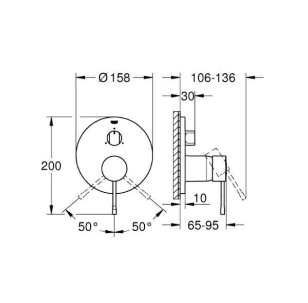 Grohe Essence 3 Yollu Yön Değiştiricili Tek Kollu Banyo Bataryası - 24169001