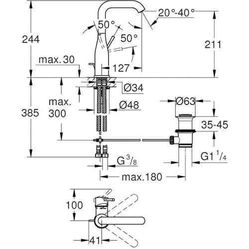 Grohe Essence Tek Kumandalı Lavabo Bataryası L - 24174001