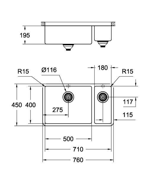 Grohe K700 Tezgahaltı Paslanmaz Çelik Eviye (31575SD0)