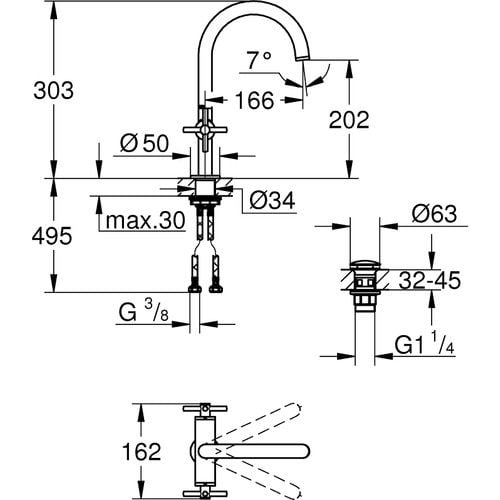 Grohe Lavabo Bataryası Atrio L Boyut Super Steel 21019DC