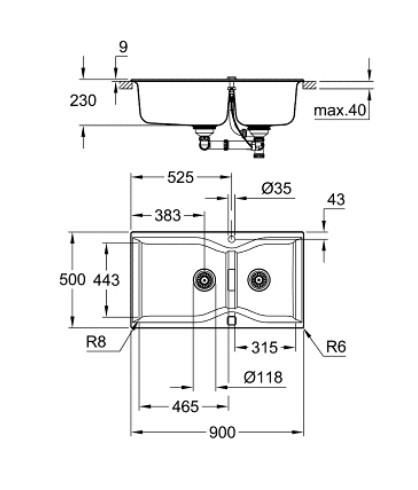 Grohe K700 Kompozit Eviye - 31658AP0