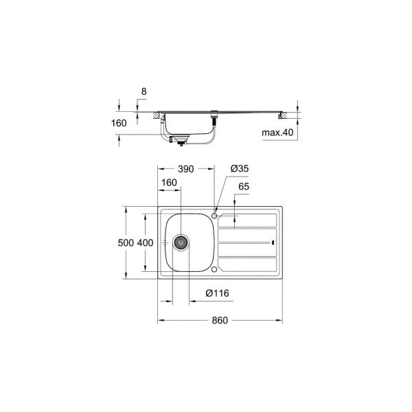 Grohe K200 Damlalıklı Paslanmaz Çelik Eviye - 31552SD0