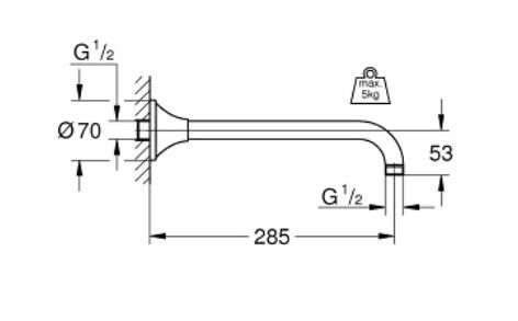 Grohe Rainshower Grandera Duş Başlığı Dirseği 285 mm - 27986DA0