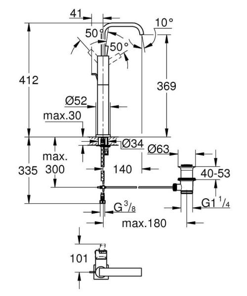 Grohe Allure Kuğu Boyunlu Tek Kumandalı Çanak Lavabo Bataryası - 32249000