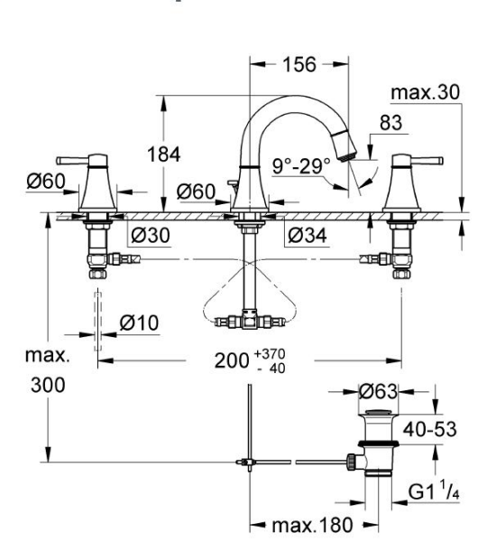 Grohe Grandera Üç Delikli Lavabo Bataryası - 20417000