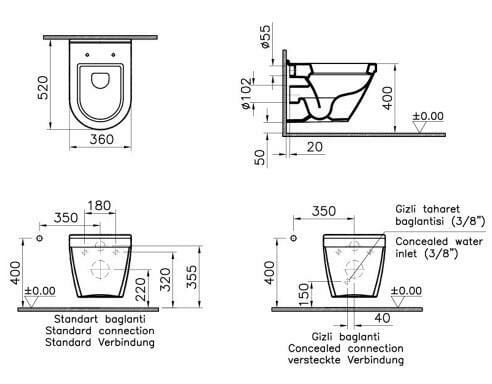 Vitra S50 Asma Klozet + Yavaş Kapanan Kapak - 5318L003-0850