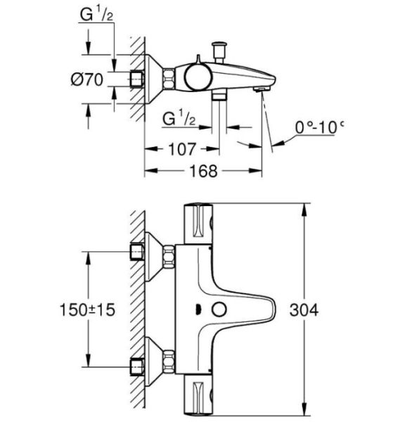 Grohe Duş Seti (Duş Rustik Kolonu + Termostatik Batarya) - 34576000set2