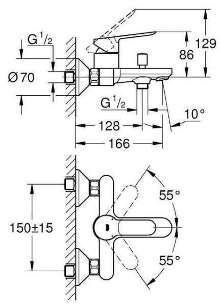 Grohe Duş Seti (Duş Rustik kolonu + Banyo Bataryası) - 23605000set1