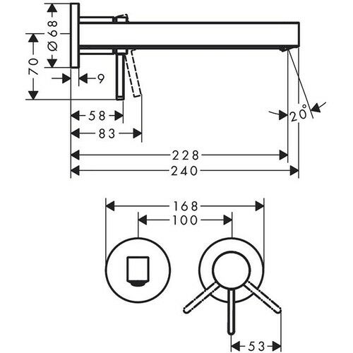 Hansgrohe Fınorıs Tek Kollu Lavabo Bataryası Ankastre Duvara Monte 22.8 cm Gaga ile Krom 76050000