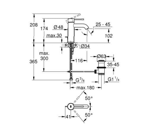 Grohe Essence Tek Kumandalı Lavabo Bataryası 1/2''  S-Boyut - 24171DL1