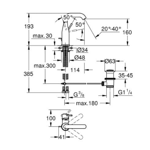 Grohe Essence Tek Kumandalı Lavabo Bataryası 1/2'' M-Boyut - 24173001