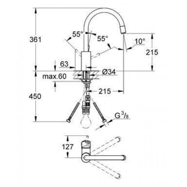 Grohe Concetto Tek Kumandalı Spiralli Eviye Bataryası - 32663003