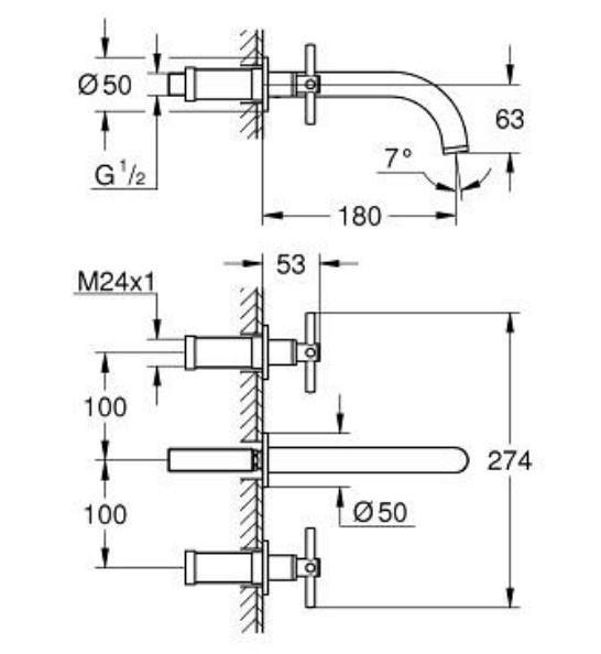 Grohe Atrio 3 Delikli Lavabo Bataryası M-Boyut - 20661DC0